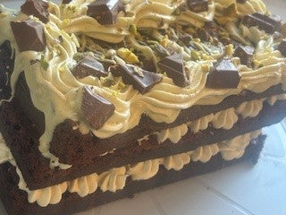 Pistachio Brownie Celebration Cake